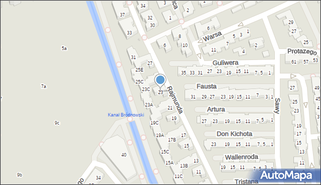 Warszawa, Rajmunda, 23, mapa Warszawy
