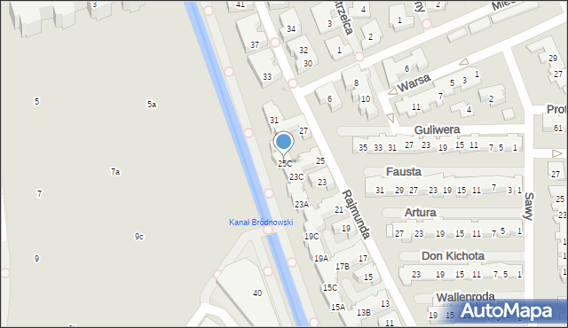 Warszawa, Rajmunda, 25C, mapa Warszawy