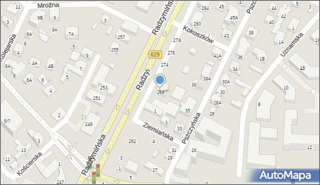 Warszawa, Radzymińska, 268, mapa Warszawy