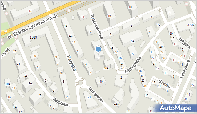 Warszawa, Rapperswilska, 5, mapa Warszawy