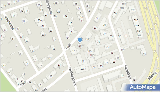 Warszawa, Rafii, 16, mapa Warszawy
