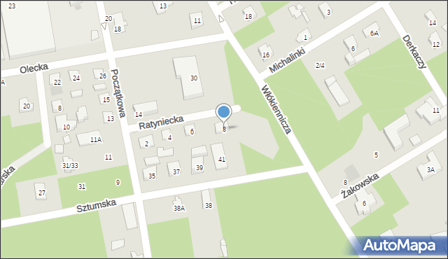 Warszawa, Ratyniecka, 8, mapa Warszawy