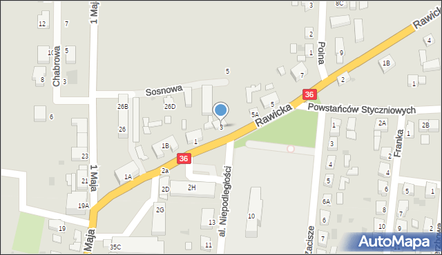 Wąsosz, Rawicka, 3, mapa Wąsosz