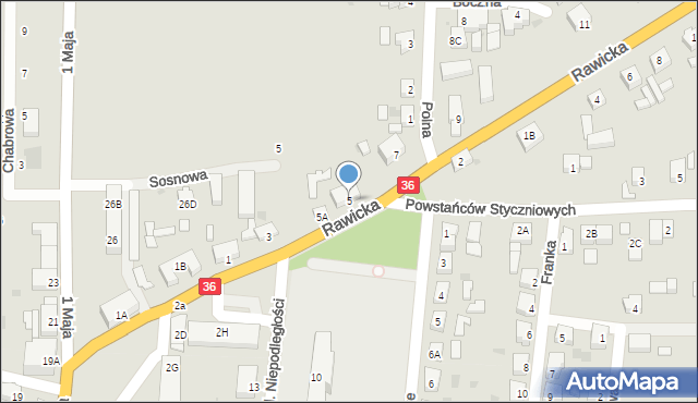 Wąsosz, Rawicka, 5, mapa Wąsosz