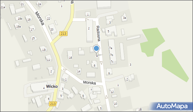 Wicko, Radosna, 4, mapa Wicko