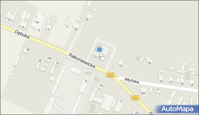 Wielichowo, Rakoniewicka, 22, mapa Wielichowo