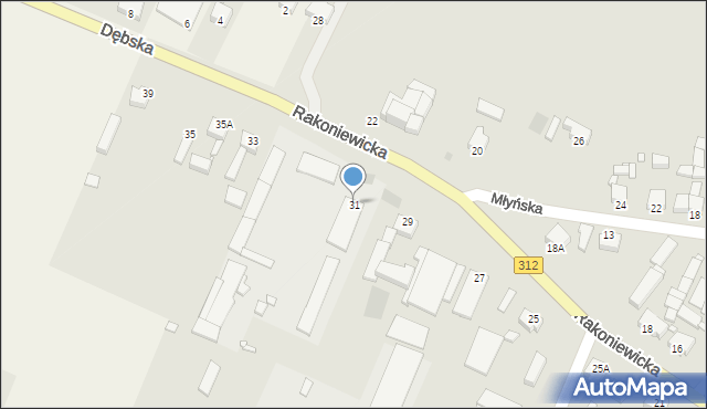 Wielichowo, Rakoniewicka, 31, mapa Wielichowo