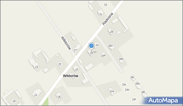 Wiktorów, Radosna, 22, mapa Wiktorów