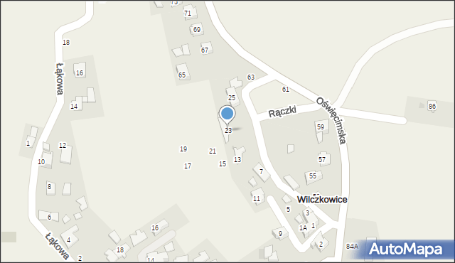 Wilczkowice, Rączki, 23, mapa Wilczkowice