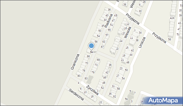 Wilczyce, Radosna, 64a, mapa Wilczyce