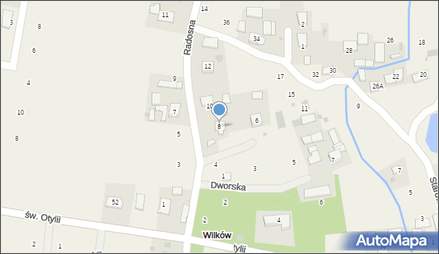 Wilków, Radosna, 8, mapa Wilków