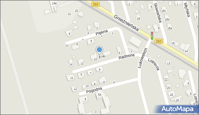 Witkowo, Radosna, 8, mapa Witkowo