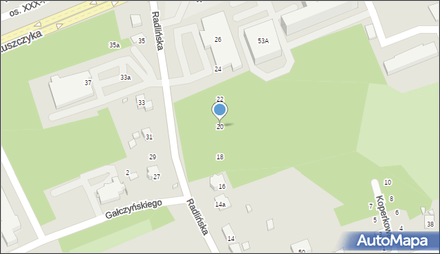 Wodzisław Śląski, Radlińska, 20, mapa Wodzisławia Śląskiego