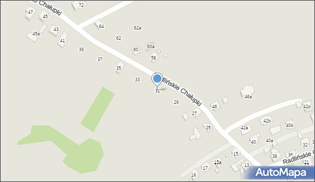 Wodzisław Śląski, Radlińskie Chałupki, 31, mapa Wodzisławia Śląskiego