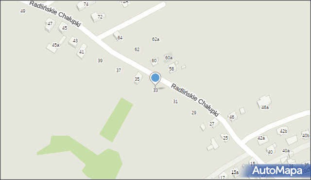 Wodzisław Śląski, Radlińskie Chałupki, 33, mapa Wodzisławia Śląskiego