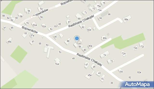 Wodzisław Śląski, Radlińskie Chałupki, 86, mapa Wodzisławia Śląskiego