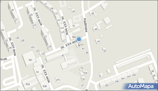 Wodzisław Śląski, Radlińska, 59, mapa Wodzisławia Śląskiego