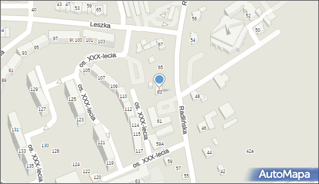 Wodzisław Śląski, Radlińska, 63, mapa Wodzisławia Śląskiego