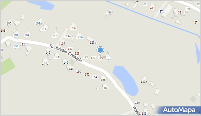 Wodzisław Śląski, Radlińskie Chałupki, 129, mapa Wodzisławia Śląskiego
