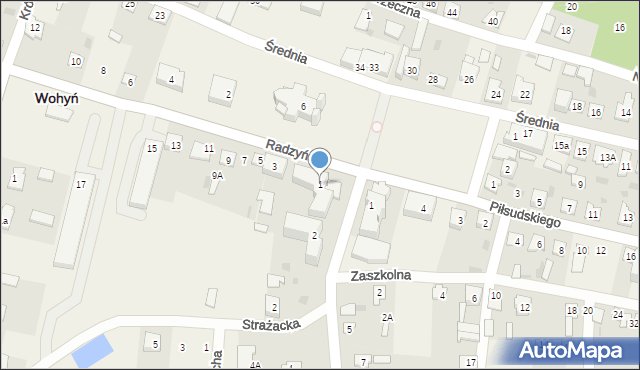 Wohyń, Radzyńska, 1, mapa Wohyń
