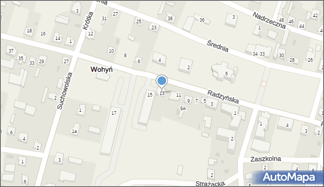 Wohyń, Radzyńska, 13, mapa Wohyń