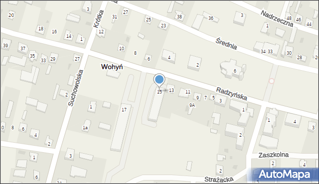 Wohyń, Radzyńska, 15, mapa Wohyń