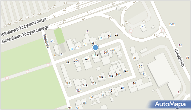 Wrocław, Rakowa, 14A, mapa Wrocławia