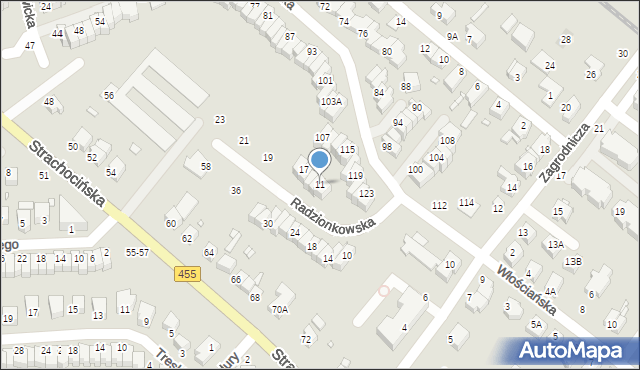 Wrocław, Radzionkowska, 11, mapa Wrocławia
