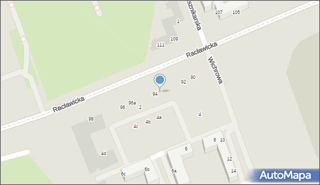 Wrocław, Racławicka, 94a, mapa Wrocławia