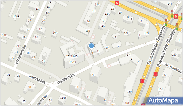 Wrocław, Racławicka, 13, mapa Wrocławia