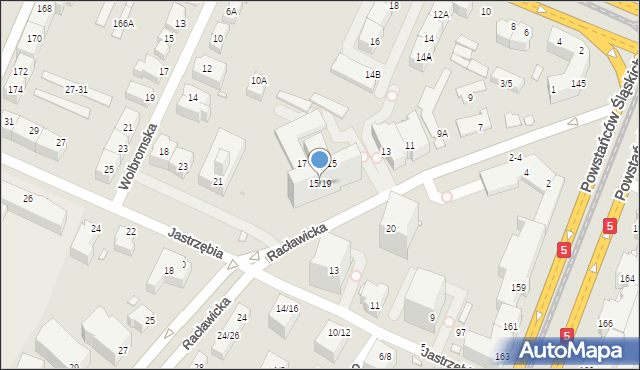 Wrocław, Racławicka, 15/19, mapa Wrocławia