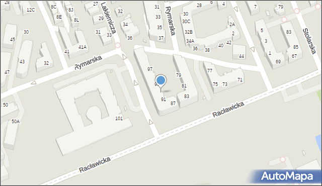 Wrocław, Racławicka, 93, mapa Wrocławia