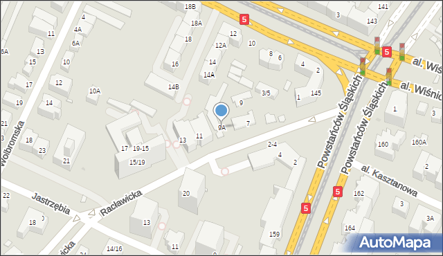 Wrocław, Racławicka, 9A, mapa Wrocławia