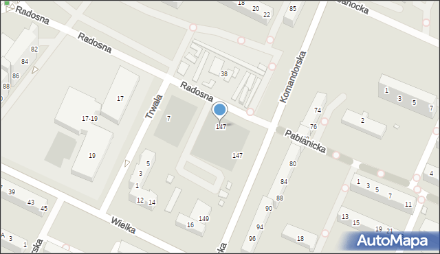 Wrocław, Radosna, 147, mapa Wrocławia
