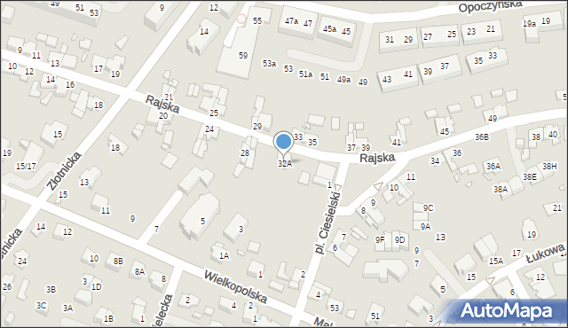 Wrocław, Rajska, 32A, mapa Wrocławia