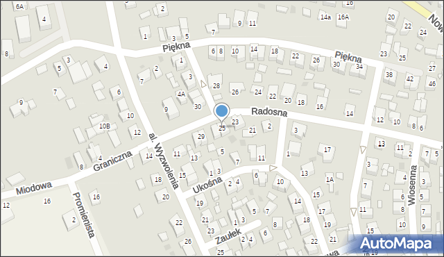 Wronki, Radosna, 25, mapa Wronki