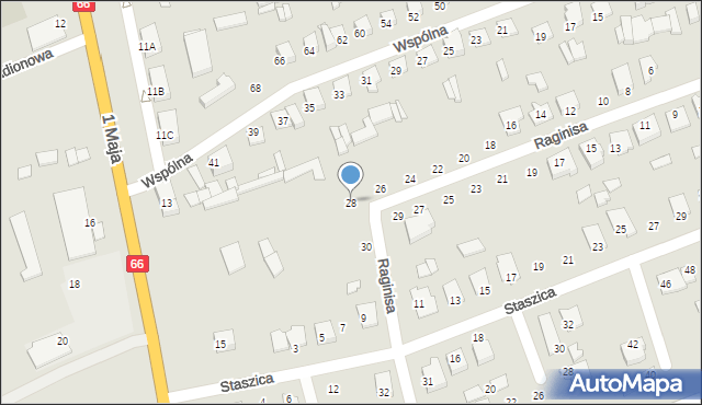 Wysokie Mazowieckie, Raginisa Władysława, mjr., 28, mapa Wysokie Mazowieckie