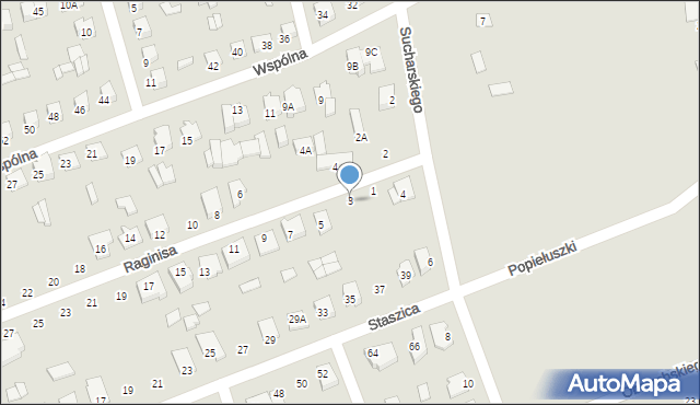 Wysokie Mazowieckie, Raginisa Władysława, mjr., 3, mapa Wysokie Mazowieckie