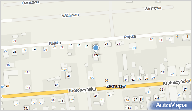 Zacharzew, Rajska, 17A, mapa Zacharzew