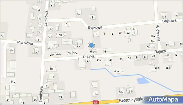 Zacharzew, Rajska, 51a, mapa Zacharzew