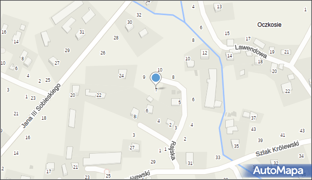 Zagacie, Rajska, 7, mapa Zagacie