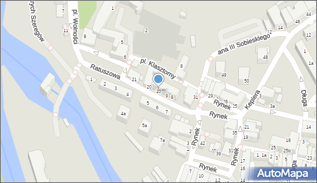 Żagań, Ratuszowa, 10, mapa Żagań