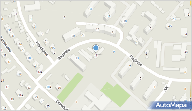 Zambrów, Raginisa Władysława, mjr., 11, mapa Zambrów