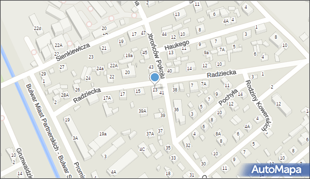 Zamość, Radziecka, 13, mapa Zamościa