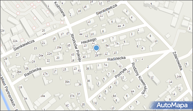 Zamość, Radziecka, 14, mapa Zamościa