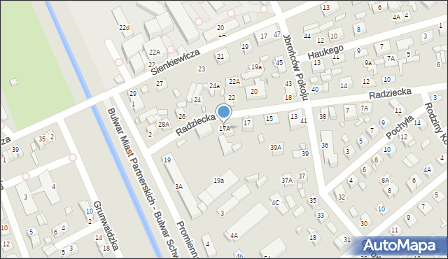 Zamość, Radziecka, 17A, mapa Zamościa