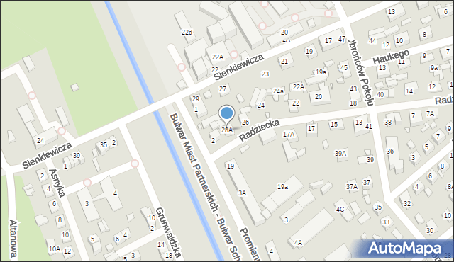 Zamość, Radziecka, 28A, mapa Zamościa