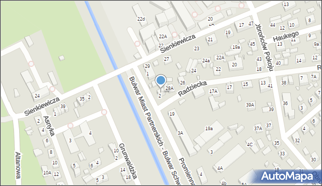 Zamość, Radziecka, 28B, mapa Zamościa