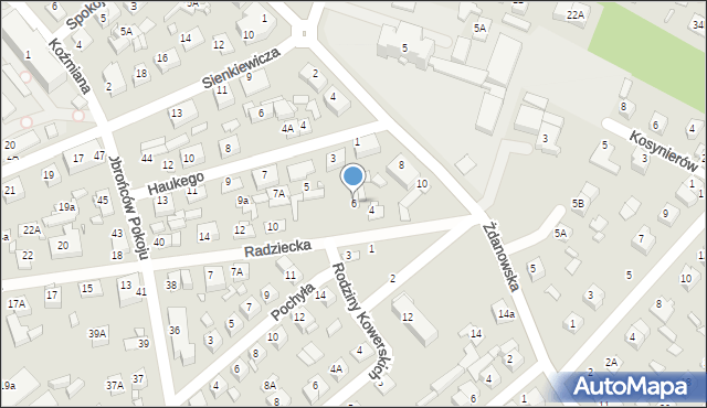 Zamość, Radziecka, 6, mapa Zamościa