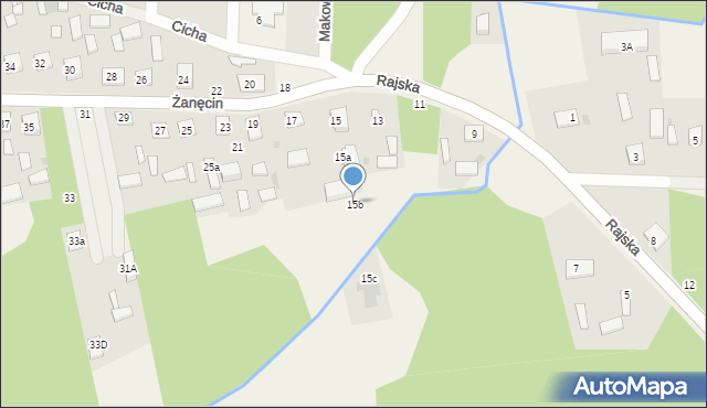 Żanęcin, Rajska, 15b, mapa Żanęcin